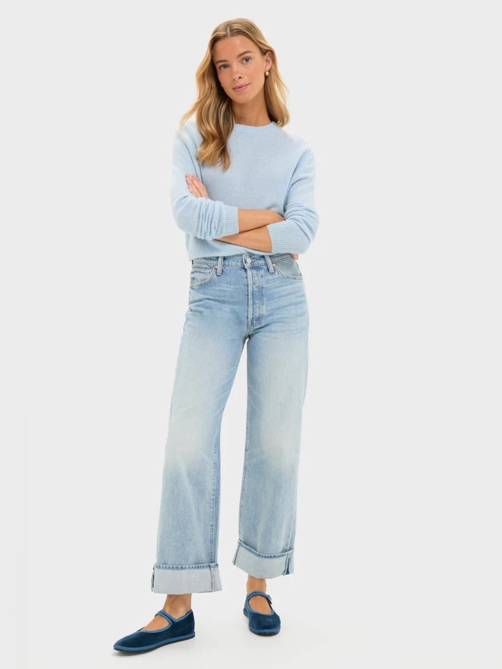 MOTHER The Dodger Button Hover Cuff Jeans in I Could Care Less - Picture 3 of 9